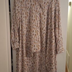 LG Printed Blouse in Pink, Mustard & Charcoal